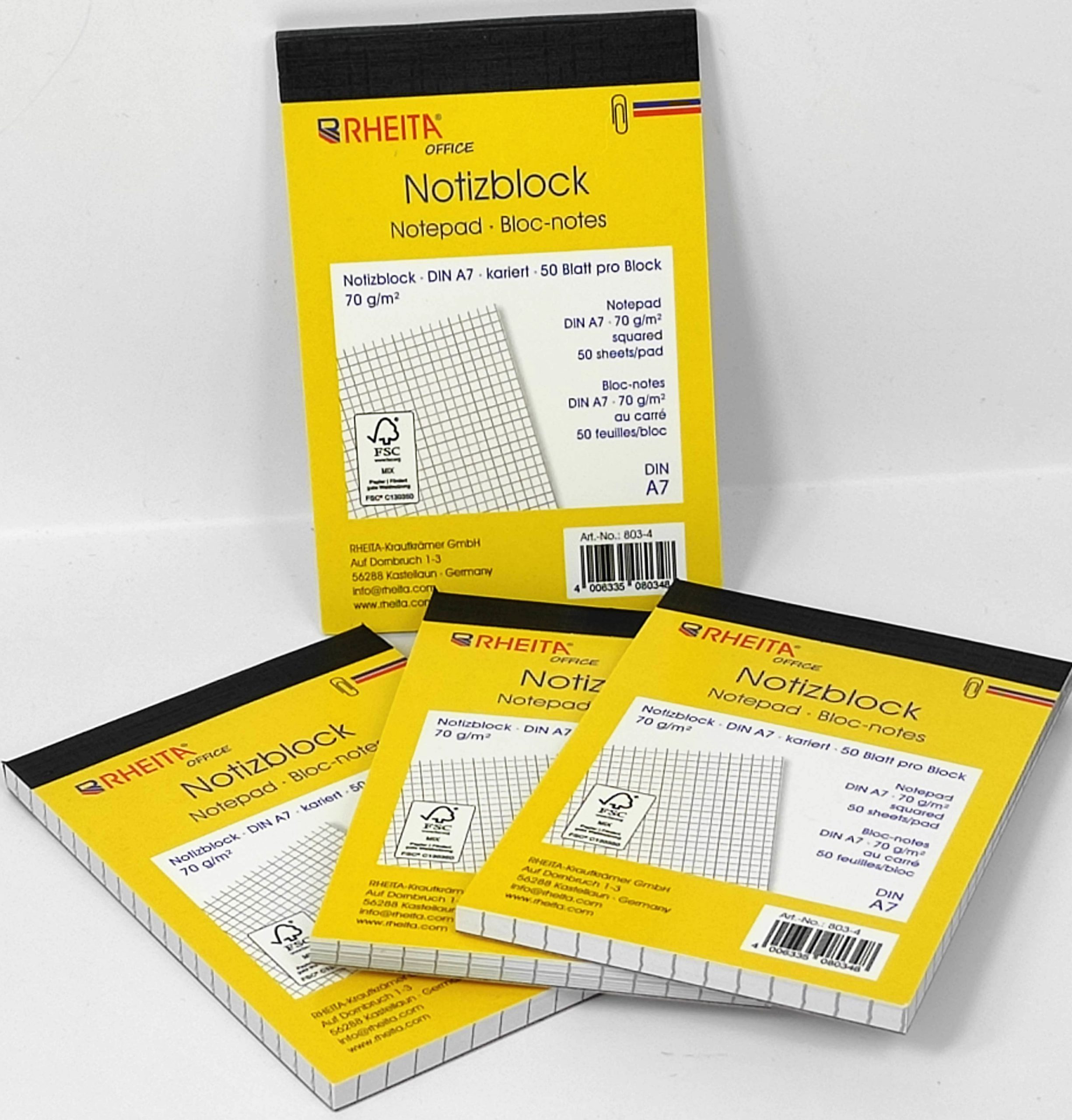 rheita-notizbl-cke-a7-kariert-4er-pack-mit-50-blatt-pro-block image 2