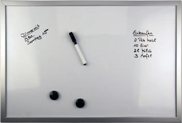 rheita-magnet-memo-board-60-x-40-cm-mit-2-magneten-und-boardmarker-wei-silber image 1