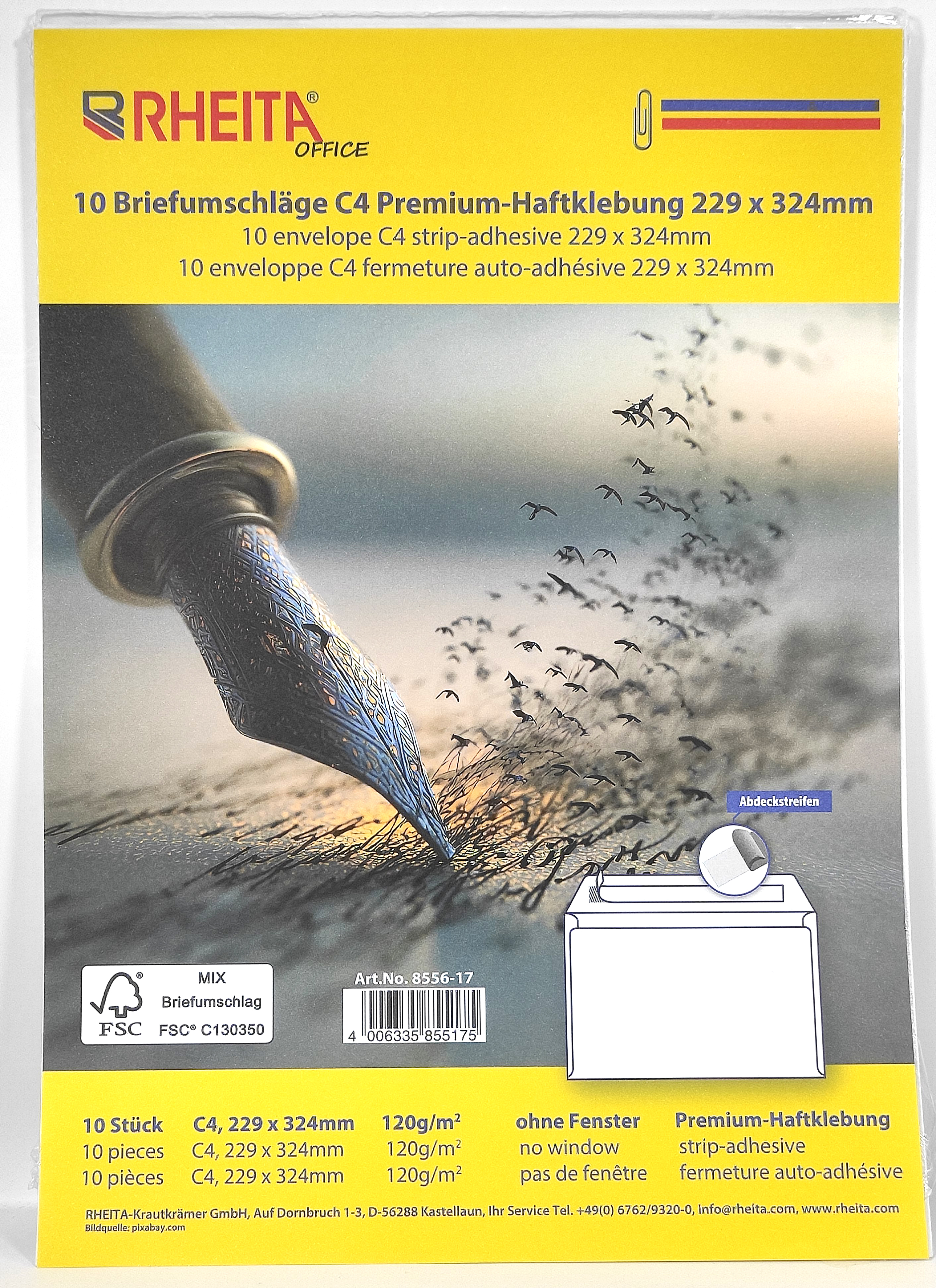 rheita-premium-briefumschlag-c4-229x324mm-ohne-fenster-wei-10-st-ck image 1