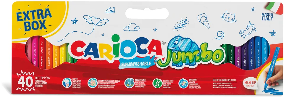 rheita-carioca-jumbo-fasermaler-40-st-ck-6mm-mit-7-tokens image 1