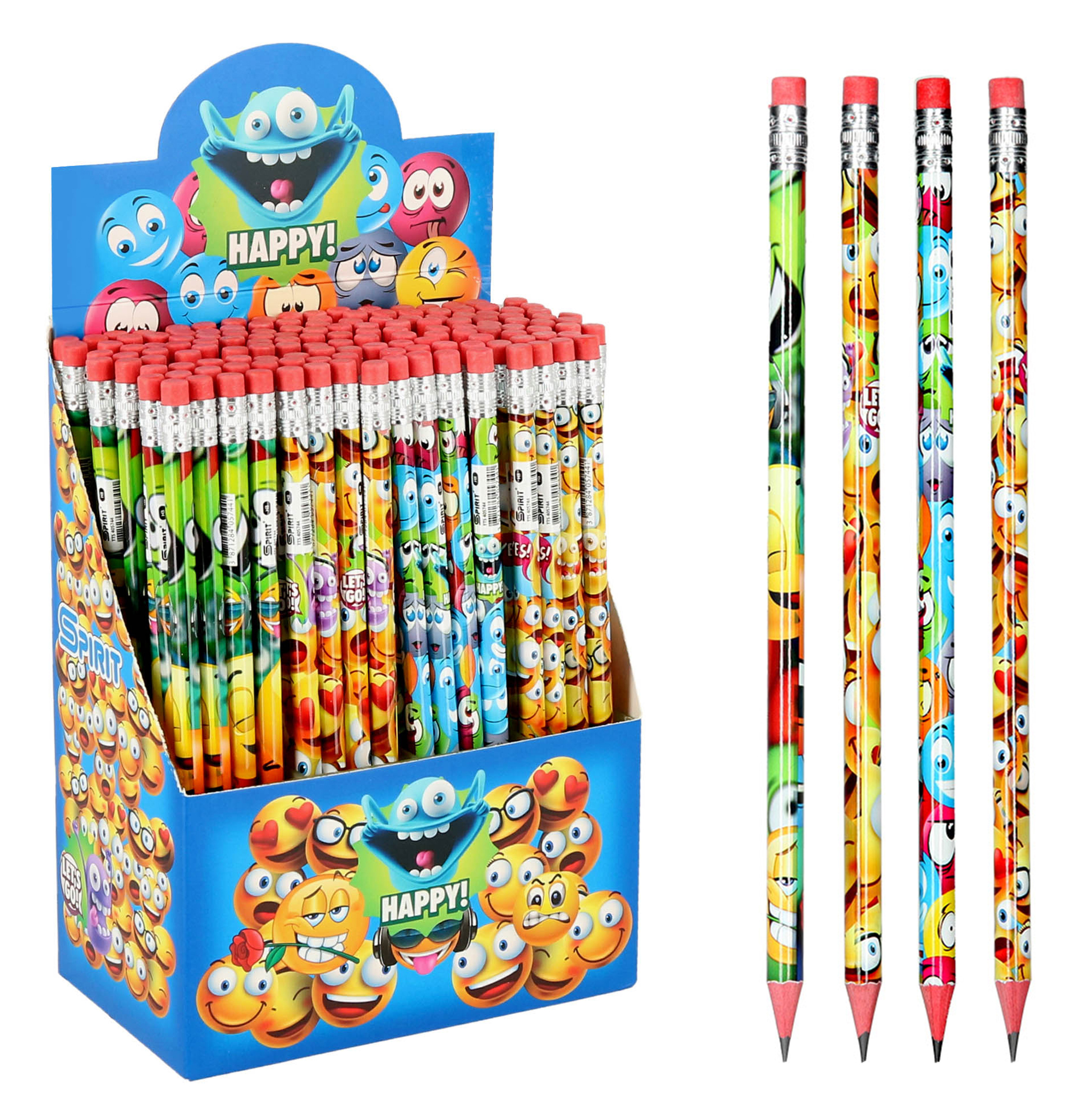gataric-display-smily-144-bleistifte-hb-mit-radiergummi-farbsortiert image 1