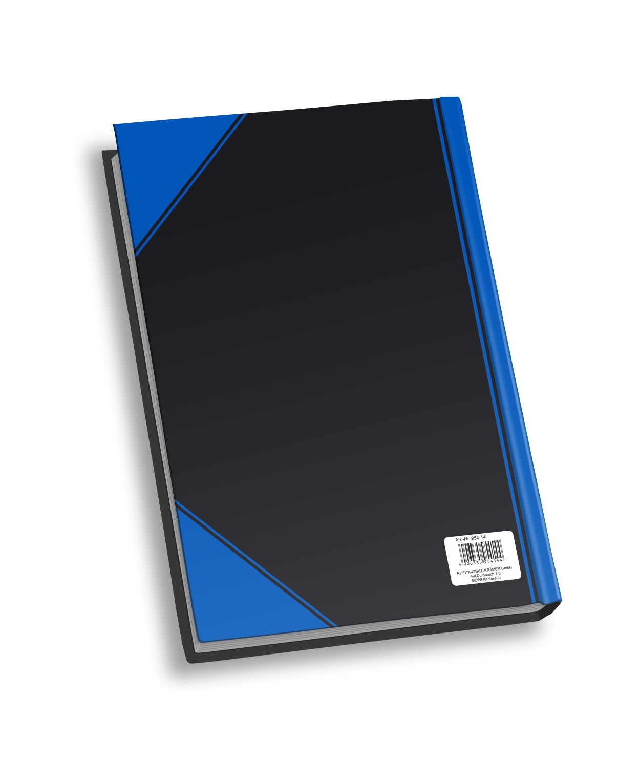 rheita-china-kladde-a6-liniert-96-blatt-schwarz-mit-blauen-ecken image 1