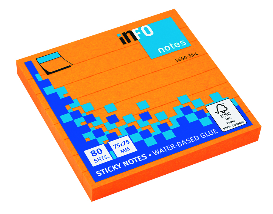 globalnotes-haftnotizen-brillantorange-liniert-75x75-mm-12x80-blatt image 1