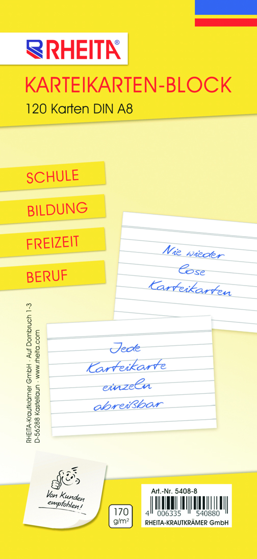rheita-karteikartenblock-liniert-din-a8-170g-m-120-karten-wei image 1