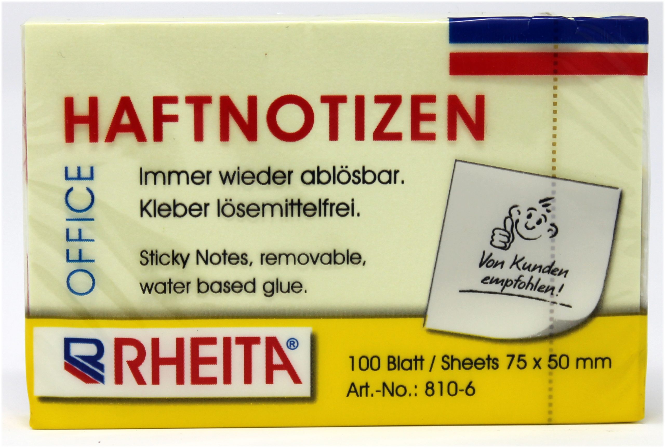rheita-haftnotizen-gelb-50-x-75-mm-100-blatt-foliert image 1