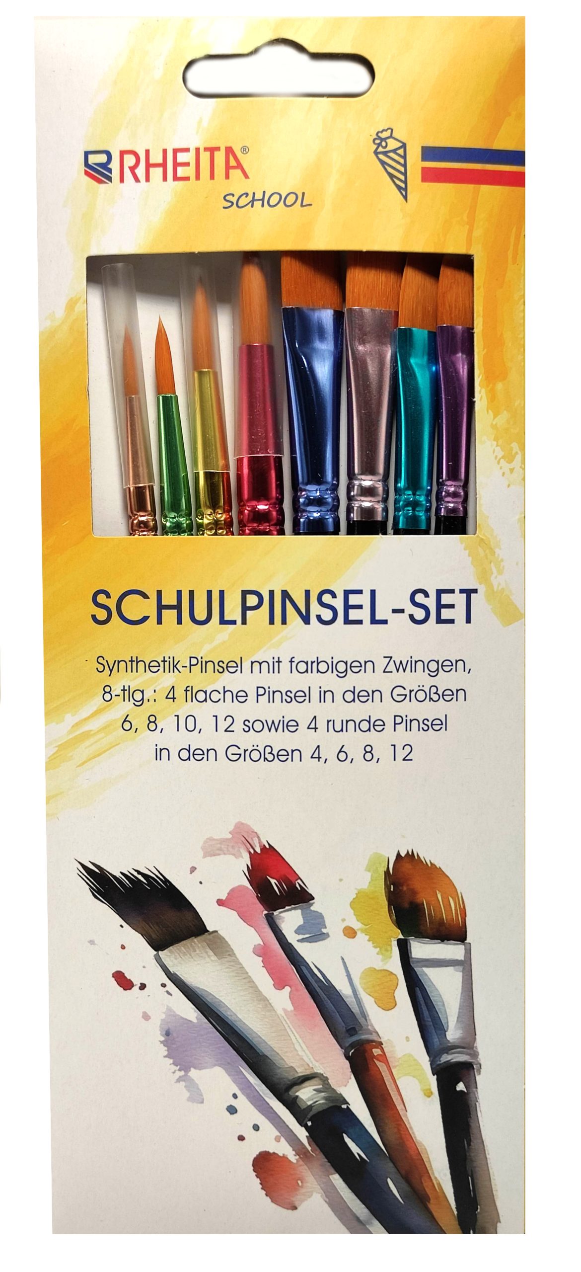 rheita-schulpinselset-8-tlg-synthetik-pinsel-flach-rund-in-pappschachtel image 2