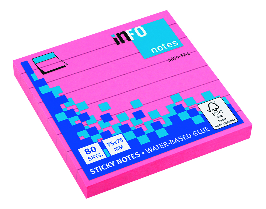 rheita-haftnotizen-brillantpink-liniert-75x75-mm-12x80-blatt image 1