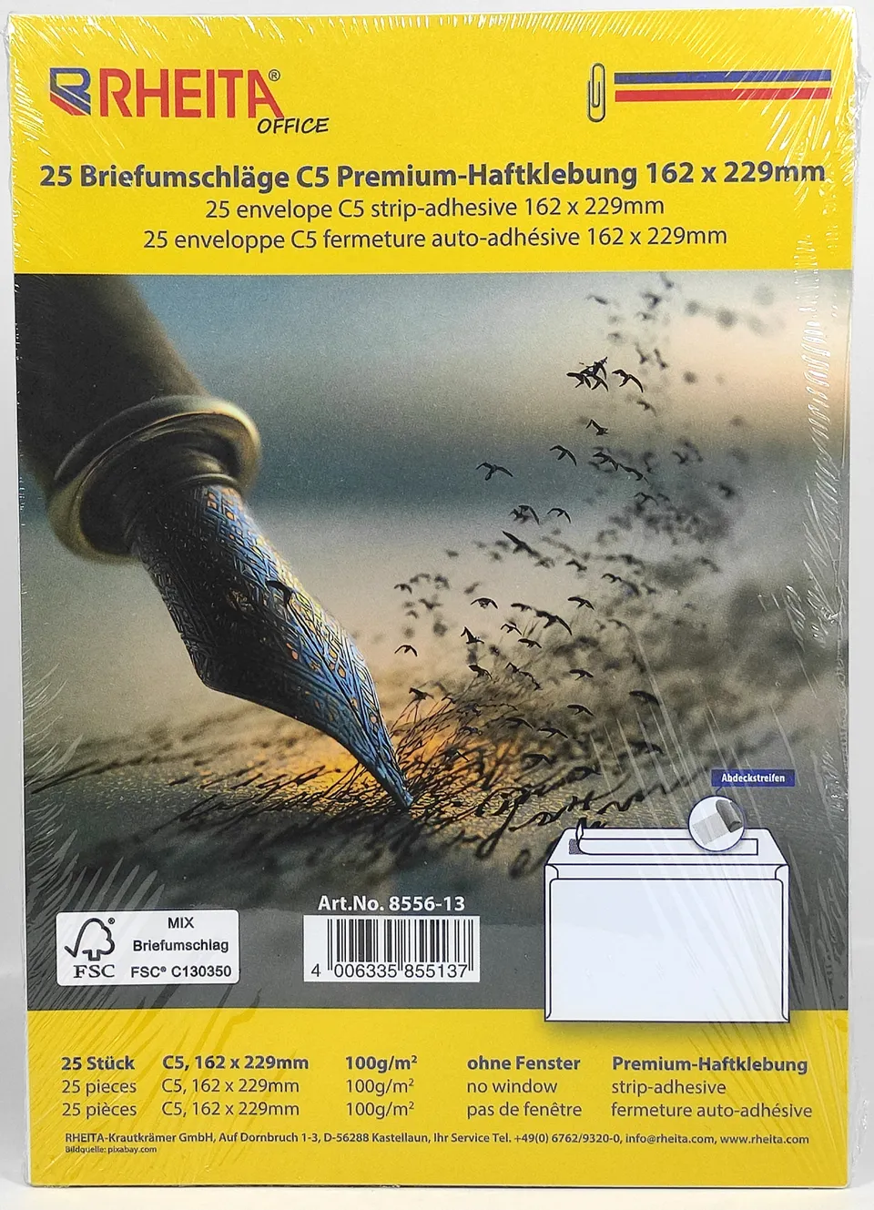 rheita-premium-briefumschlag-c5-162x229mm-ohne-fenster-wei-100g-haftklebend-25-s image 1