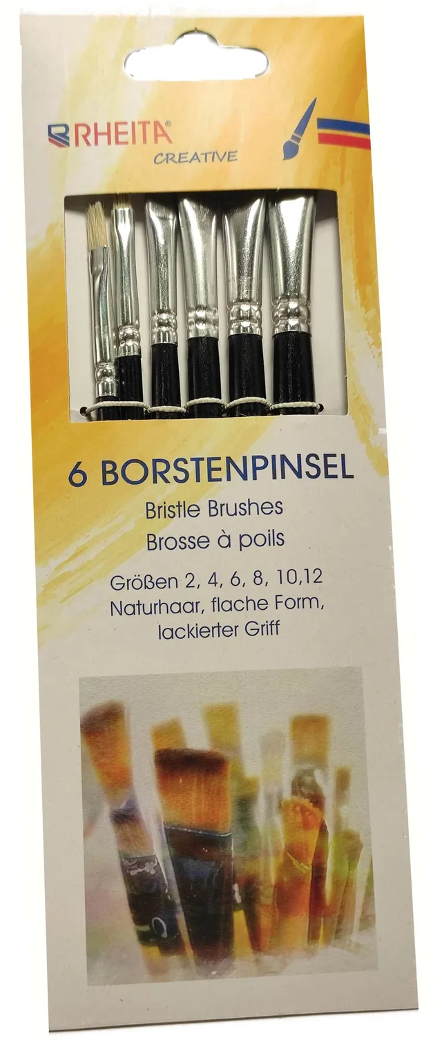 rheita-borstenpinsel-set-6-tlg-flach-gr-2-12-naturhaar-schwarz-in-pappschachtel image 1
