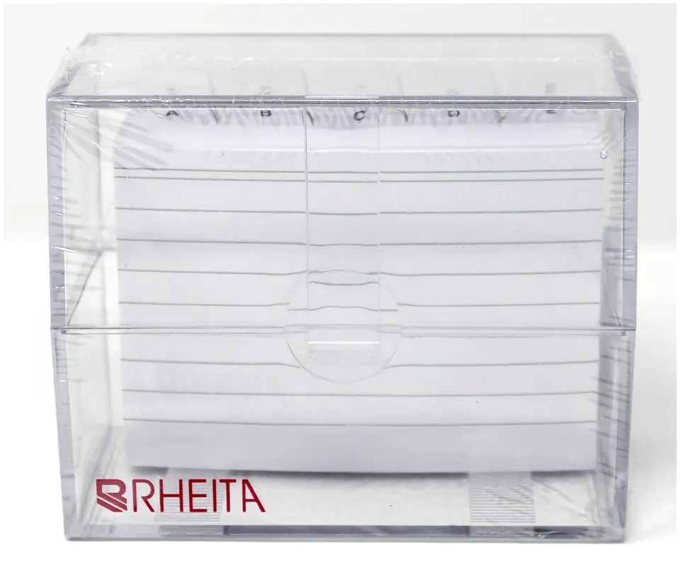 rheita-karteikasten-din-a7-transparent-mit-register-a-z-100-karten-200-karten-ka image 1