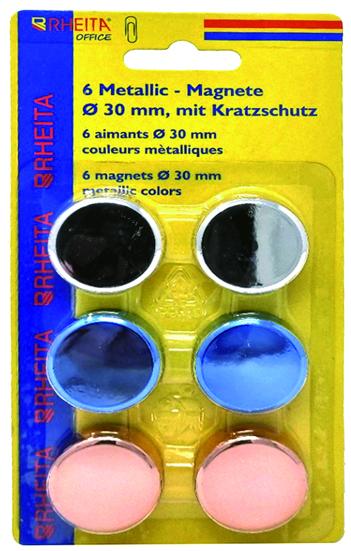 rheita-magnete-metallic-30-mm-rund-6-st-ck-in-silber-blau-kupfer image 1
