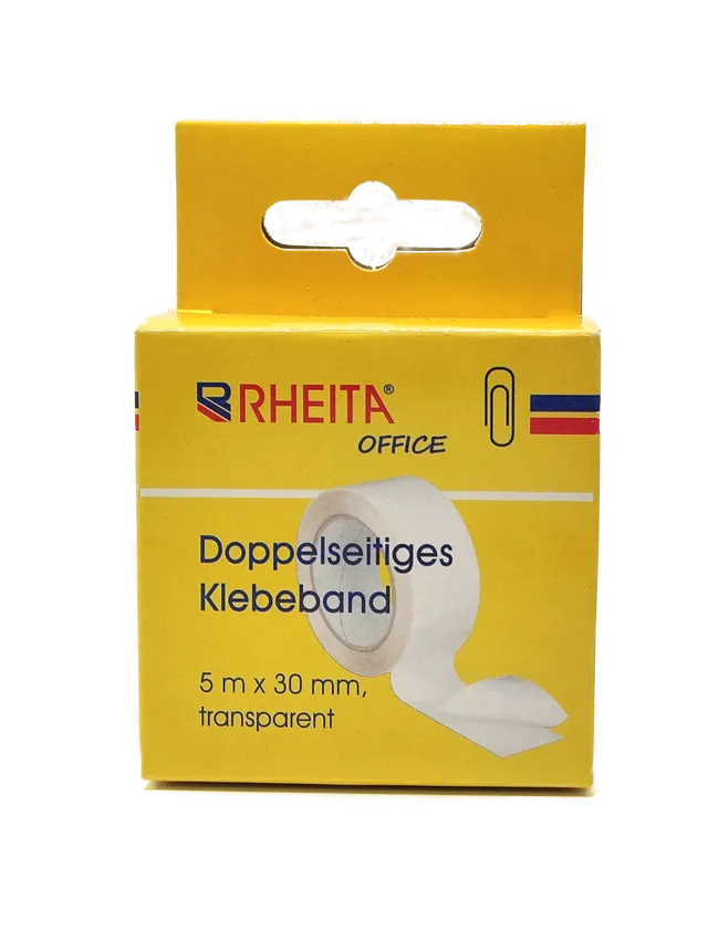 rheita-doppelseitiges-klebeband-5-m-x-30-mm-pappschachtel image 1