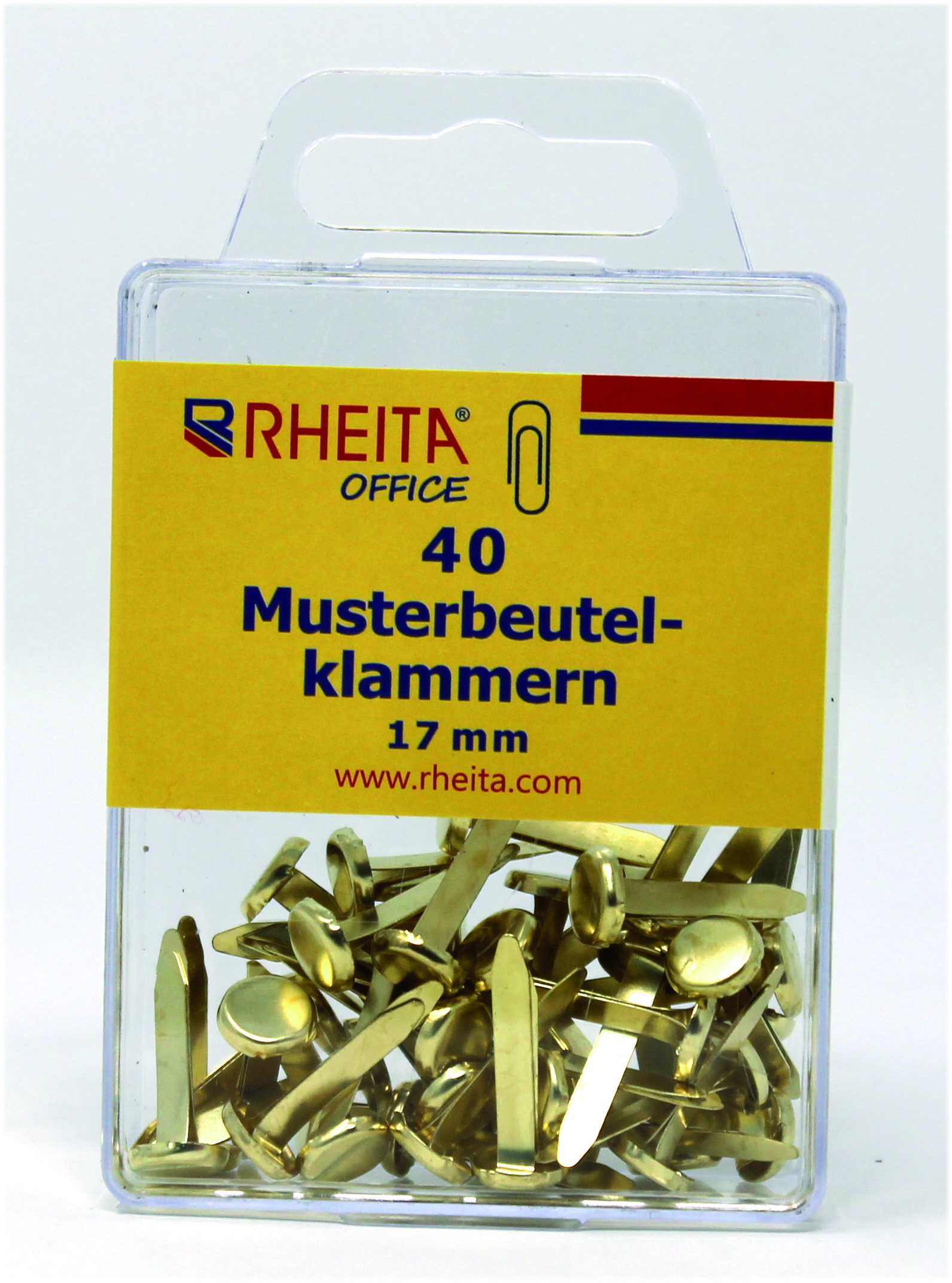 rheita-musterbeutelklammern-17-mm-messing-40-st-ck-in-klarsichtbox image 1