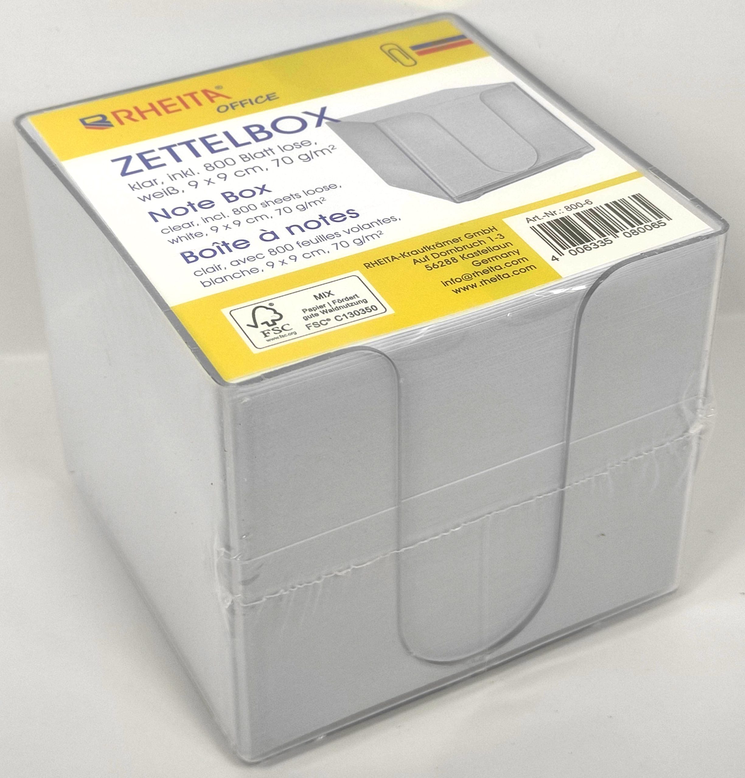 rheita-zettelbox-klar-9x9cm-inkl-800-blatt-wei-70g-m-fsc image 2