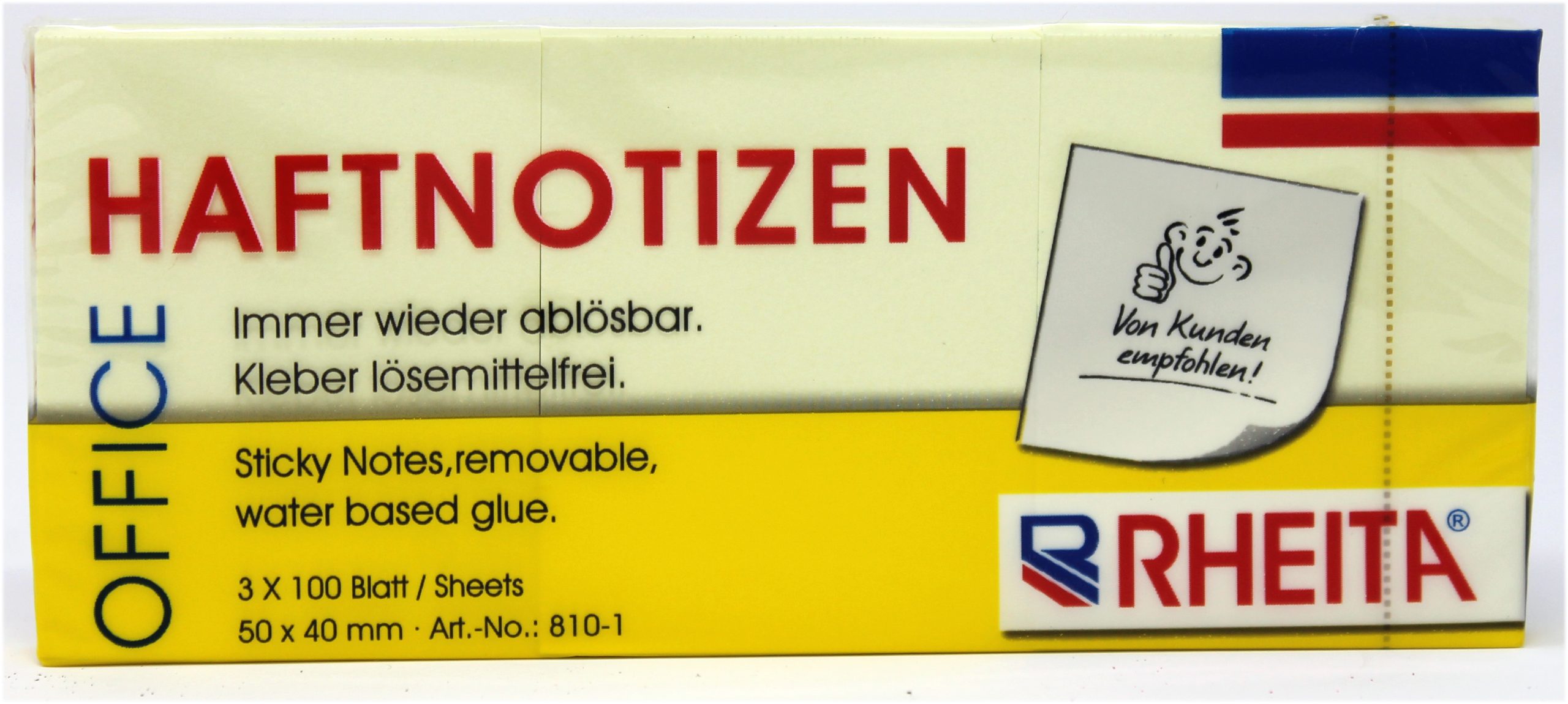 rheita-haftnotizen-gelb-50x40mm-100-blatt-3x100-blatt-foliert image 1
