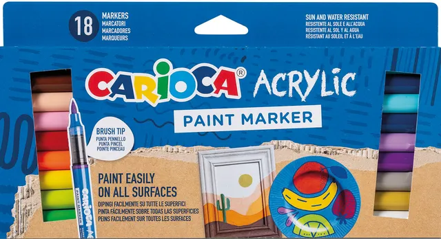 carioca-acrylic-marker-mit-pinsel-spitze-18er-set-mehrfarbig image 1