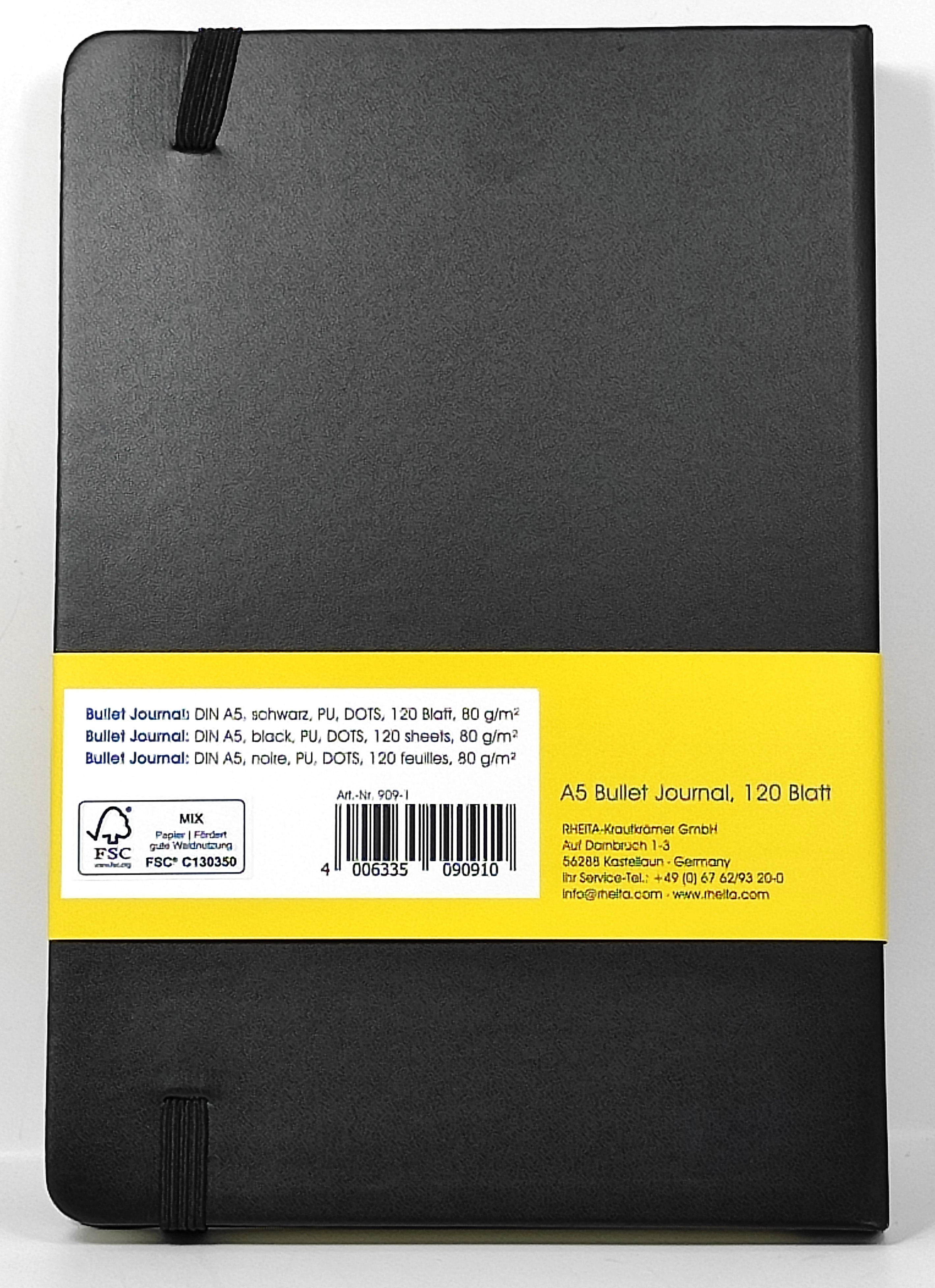 rheita-bullet-journal-a5-dots-120-blatt-80g-m-pu-schwarz-mit-sammeltasche image 5