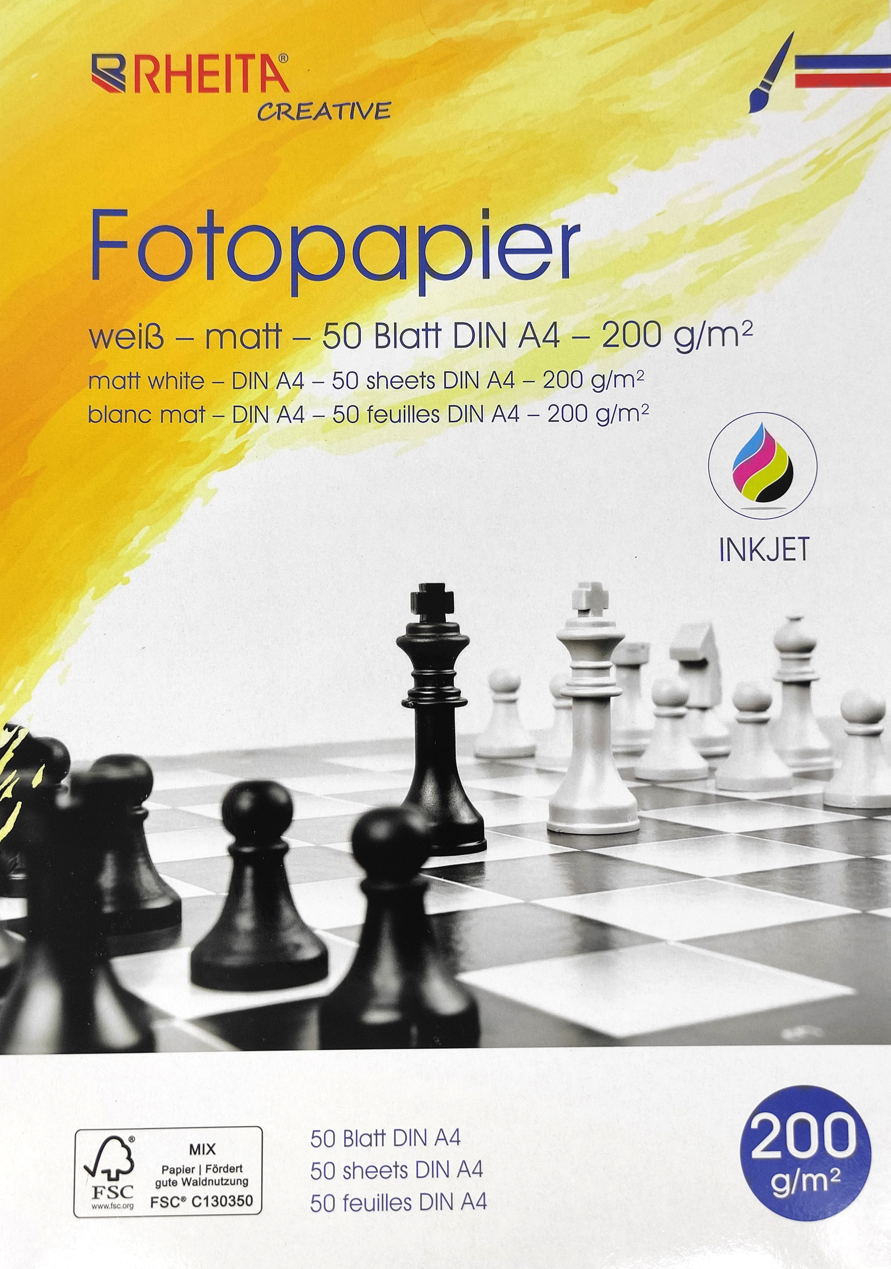 rheita-fotopapier-a4-matt-200g-m-50-blatt-wei image 1