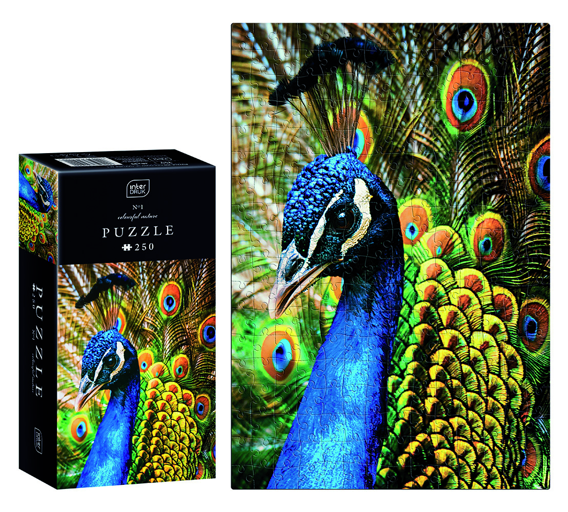 interdruk-puzzle-250-teile-pfau-neon-48-x-33-cm image 1