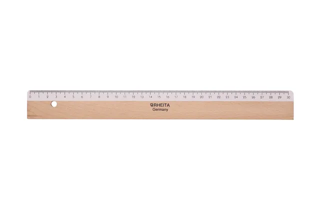 rheita-holzlineal-30-cm-natur-wei-mit-tuschekante-und-facette image 1