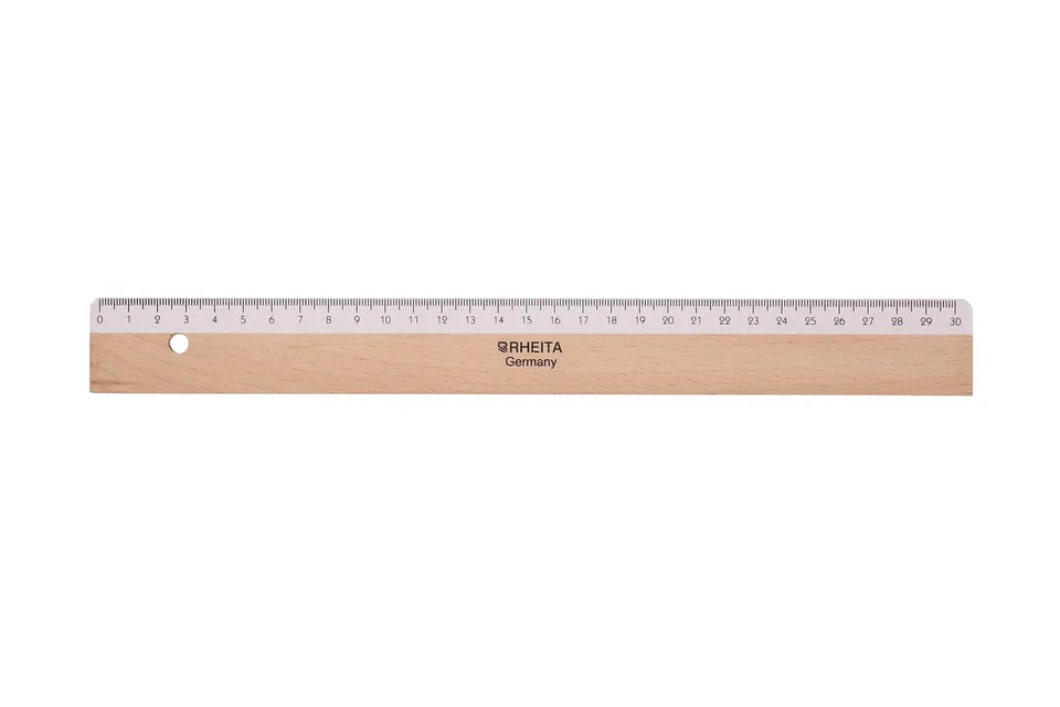rheita-holzlineal-30-cm-natur-wei-mit-tuschekante-und-facette image 1