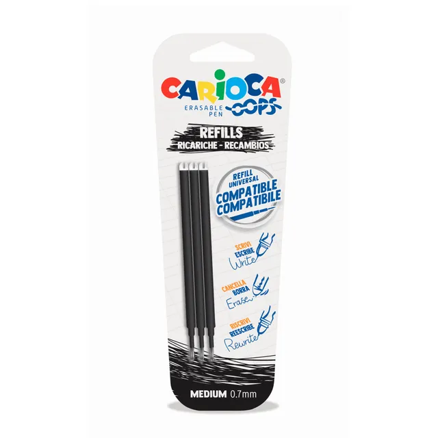 carioca-oops-refill-ersatzminen-schwarz-0-7mm-3er-blister-radierbar image 1