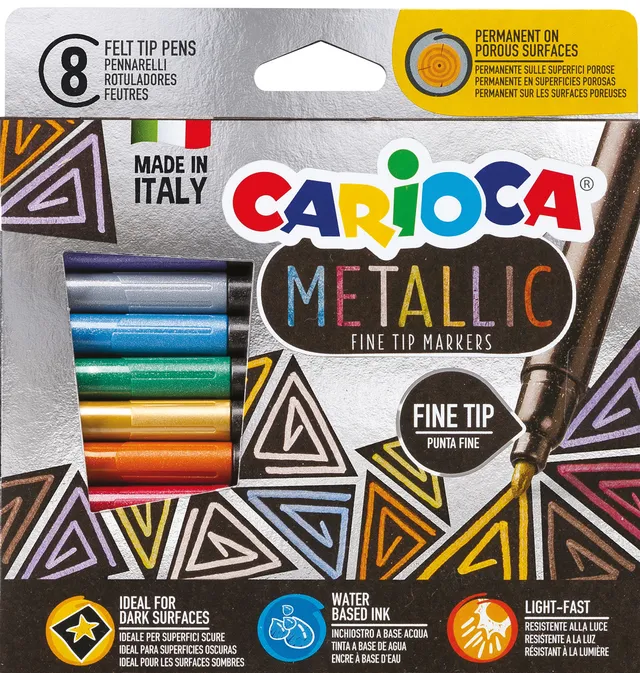 rheita-carioca-metallic-fasermaler-8-st-ck-schmale-spitze-mehrfarbig image 1