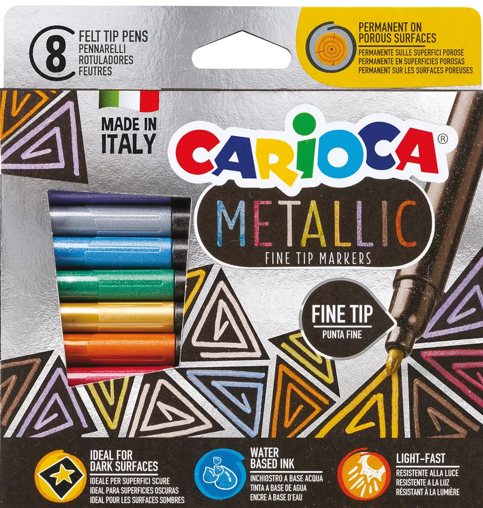 rheita-carioca-metallic-fasermaler-8-st-ck-schmale-spitze-mehrfarbig image 1