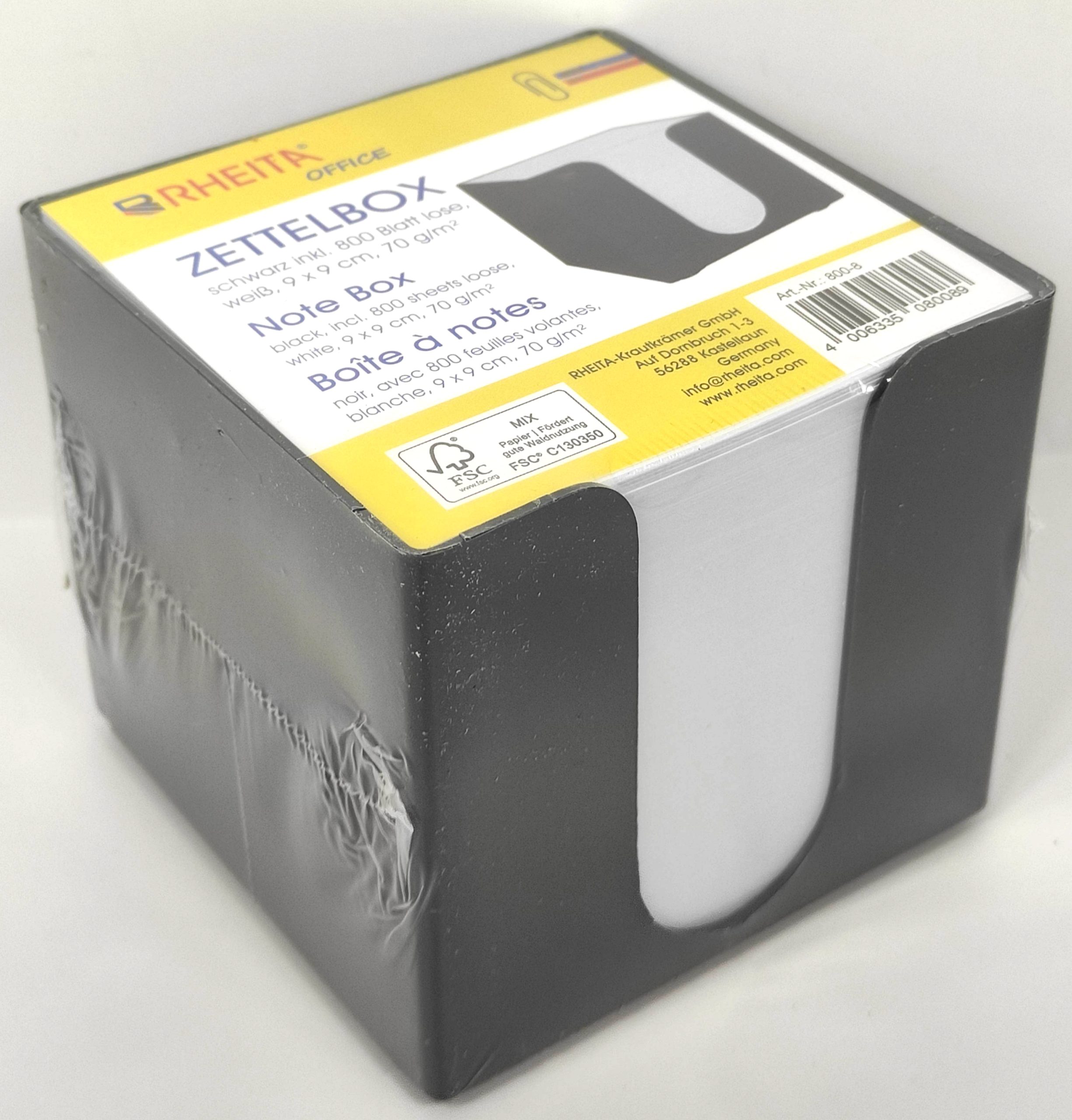 rheita-zettelbox-schwarz-9x9cm-inkl-800-blatt-wei-70g-m-fsc image 1