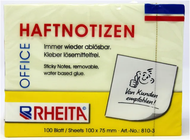rheita-haftnotizen-gelb-100-x-75-mm-100-blatt image 1