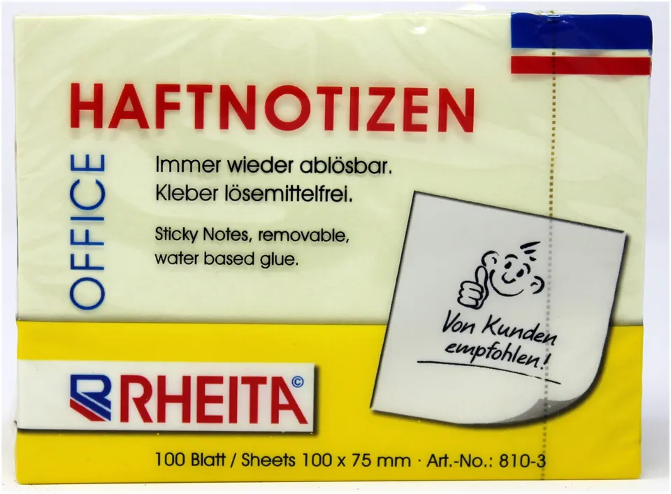 rheita-haftnotizen-gelb-100-x-75-mm-100-blatt image 1