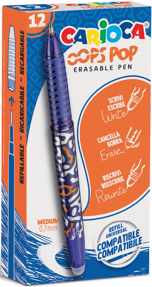 carioca-oops-pop-radierbarer-tintenroller-blau-12-st-ck-0-7-mm image 1