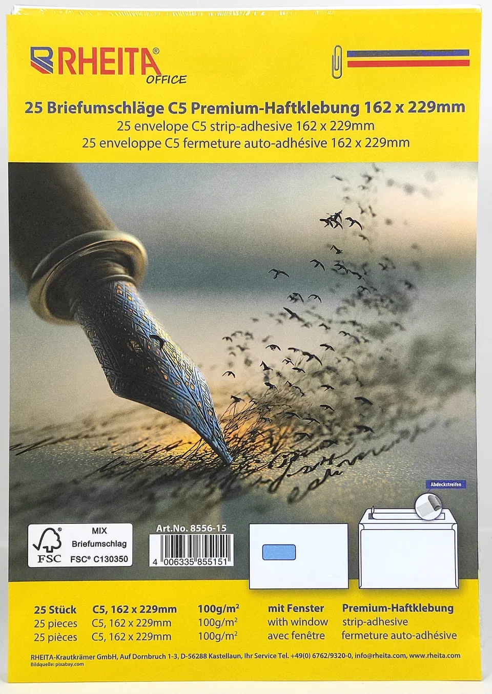 rheita-premium-briefumschlag-c5-162x229-fenster-25-st-ck-wei image 1