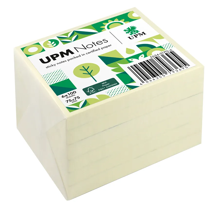rheita-upm-notes-haftnotizen-75x75-mm-gelb-6-bl-cke-x-100-blatt image 1