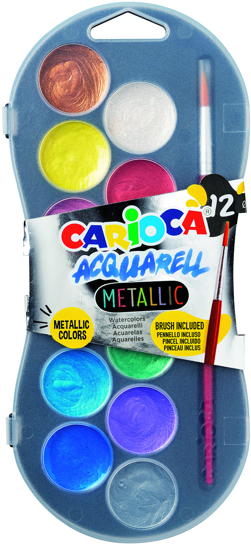 carioca-metallic-farbkasten-12-farben-mit-pinsel-f-r-schwarz image 1