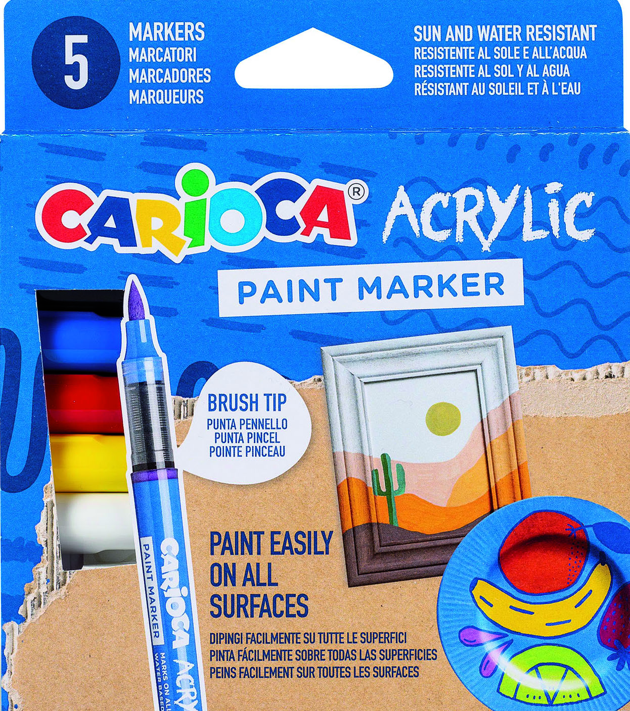 carioca-acrylic-marker-mit-pinsel-spitze-5er-set-wasserbasiert image 1