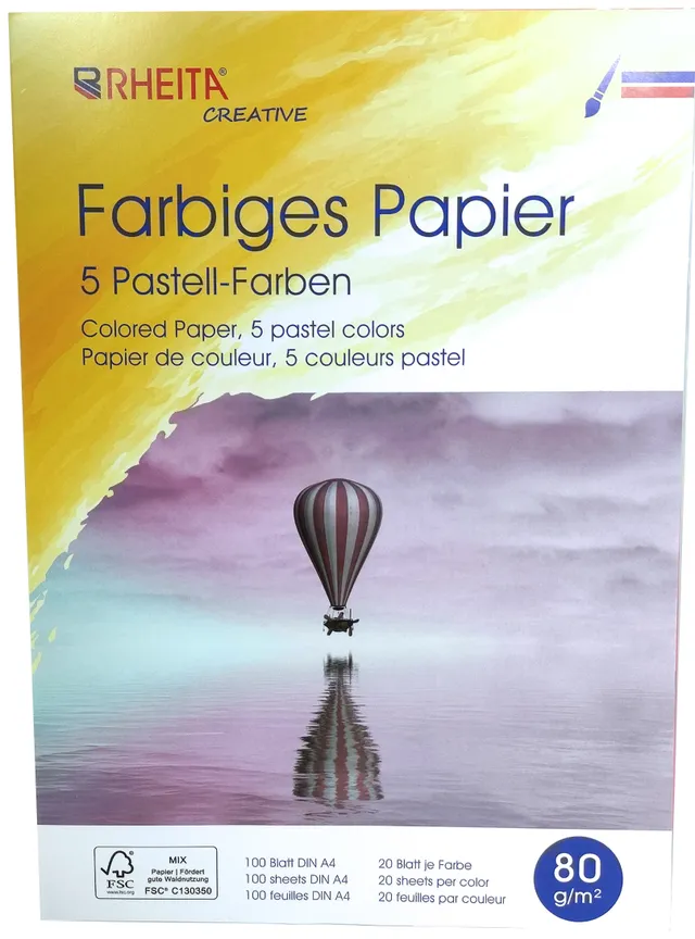 rheita-farbiges-universalpapier-a4-80g-m-100-blatt-in-5-pastellfarben-fsc-mix image 1