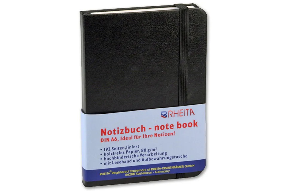 rheita-notizbuch-a6-liniert-96-blatt-80g-m-schwarz-mit-gummizug image 1