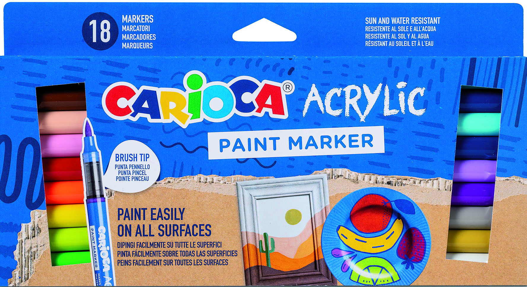 carioca-acrylic-marker-mit-pinsel-spitze-18er-set-mehrfarbig image 1
