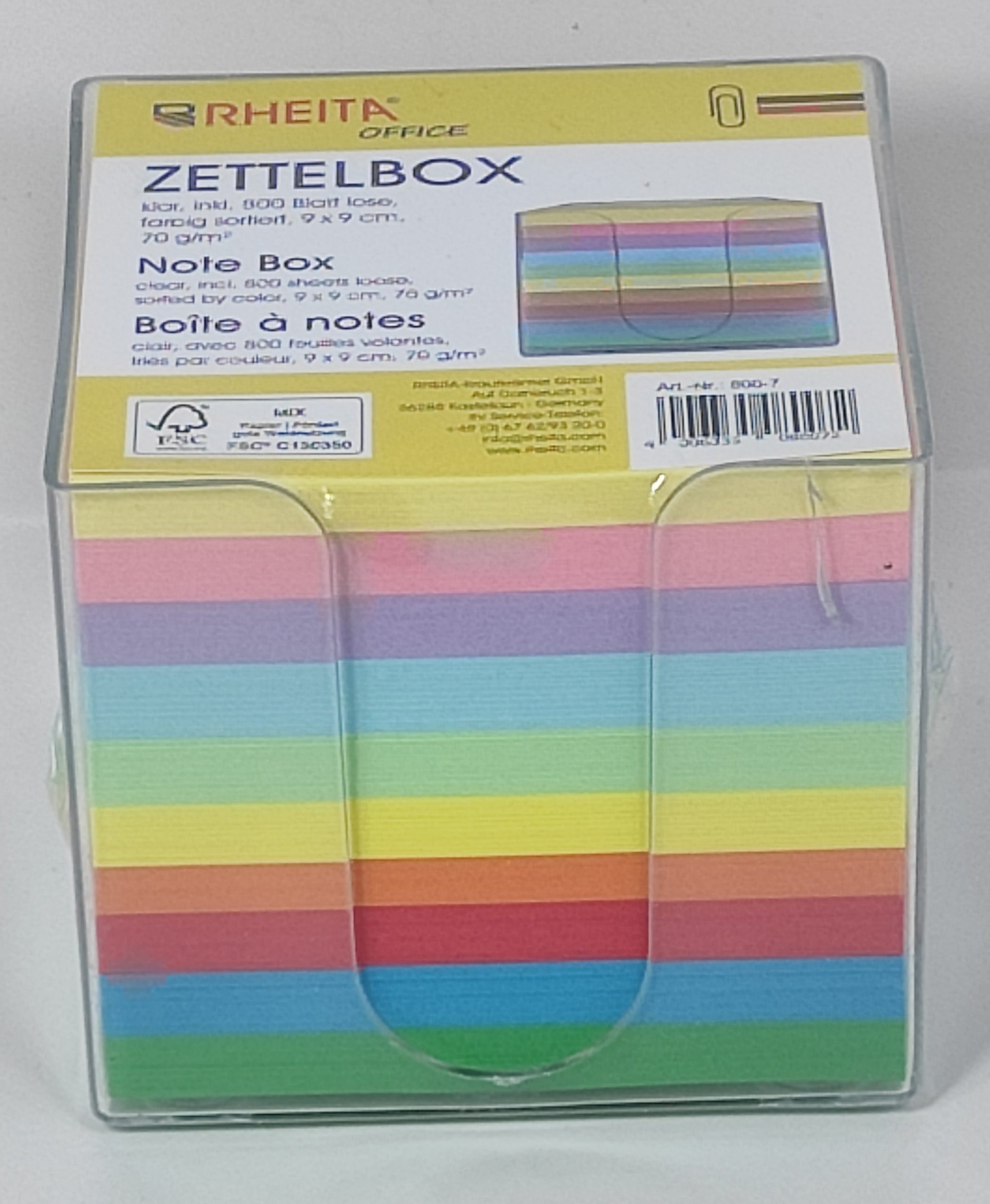 rheita-zettelbox-klar-9x9-cm-inkl-800-blatt-farbig image 3