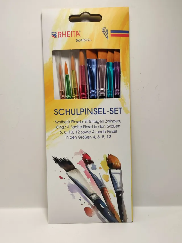 rheita-schulpinselset-8-tlg-synthetik-pinsel-flach-rund-in-pappschachtel image 1