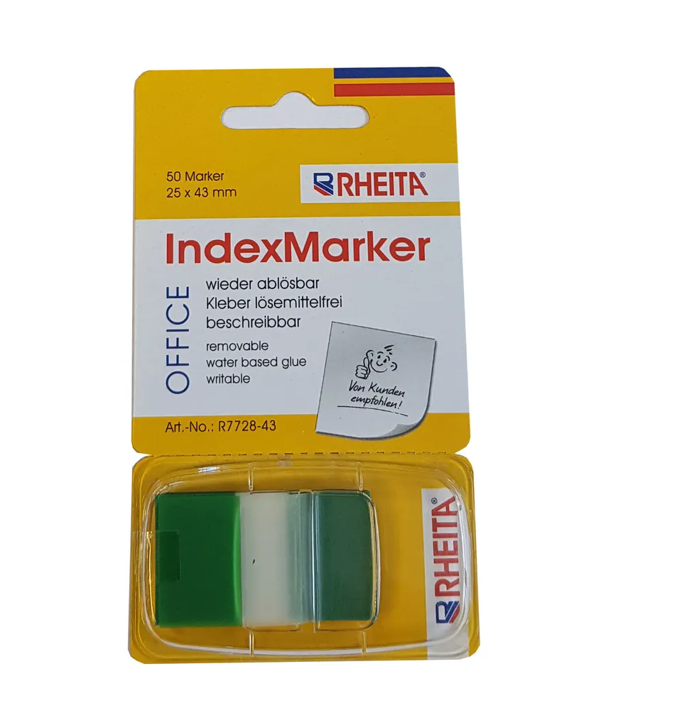 rheita-indexe-folie-im-spender-gr-n-transparent-25-x-43-mm-50-blatt image 1