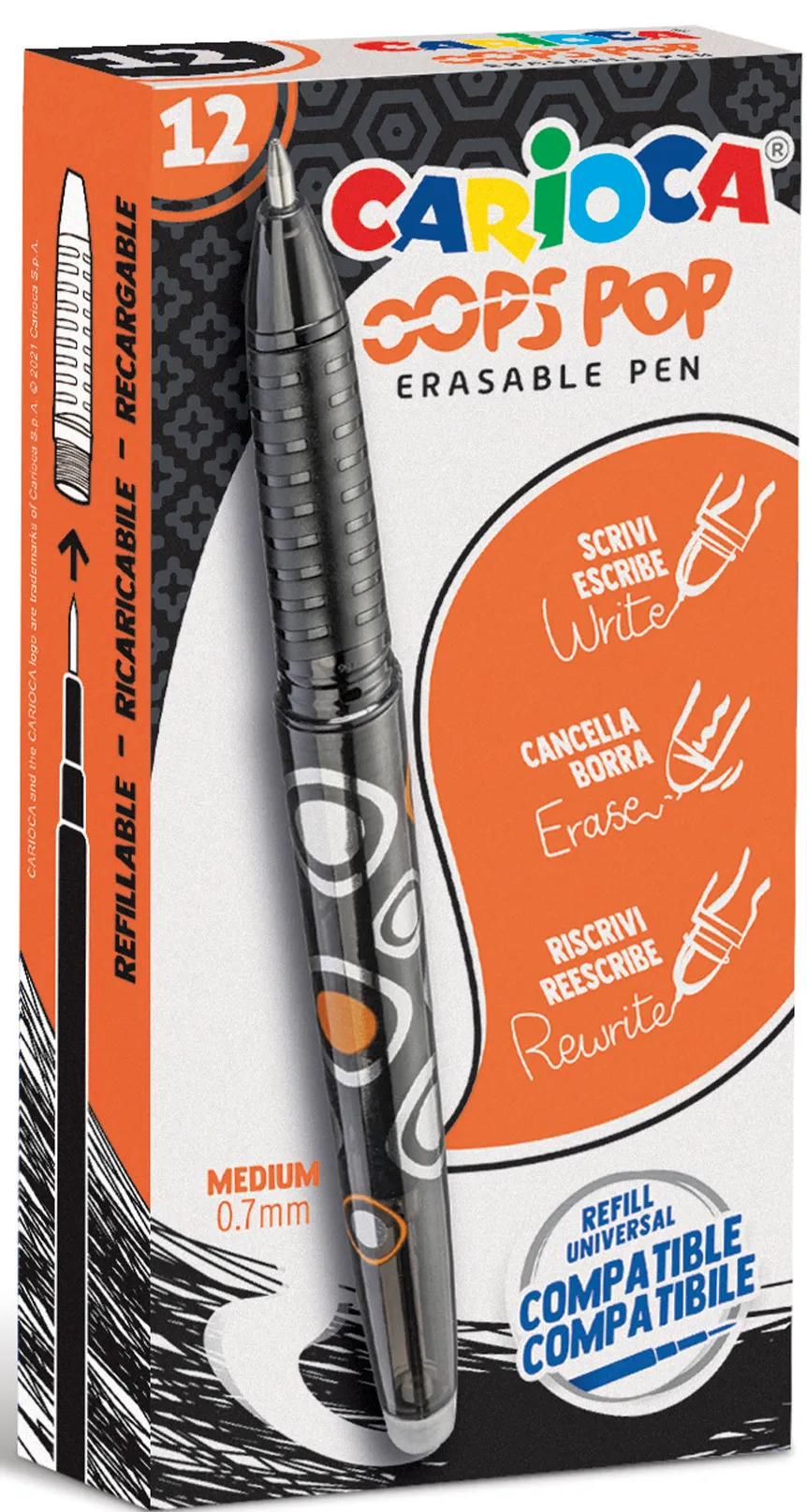 carioca-oops-pop-radierbarer-tintenroller-schwarz-0-7mm-12-st-ck image 1