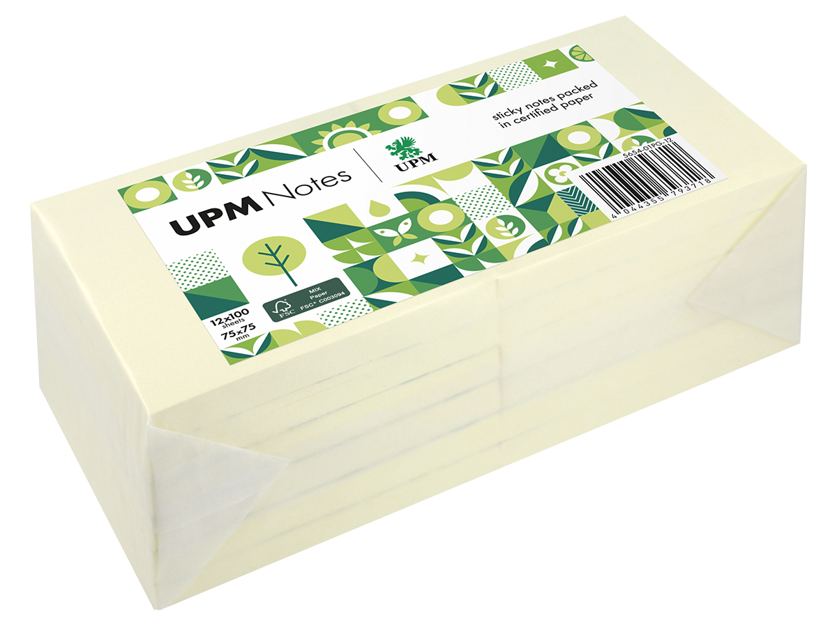 rheita-upm-notes-haftnotizen-gelb-75-x-75-mm-12-bl-cke-100-blatt image 1