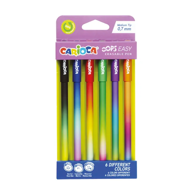 carioca-easy-radierbarer-tintenroller-0-7mm-6er-set-mehrfarbig image 1