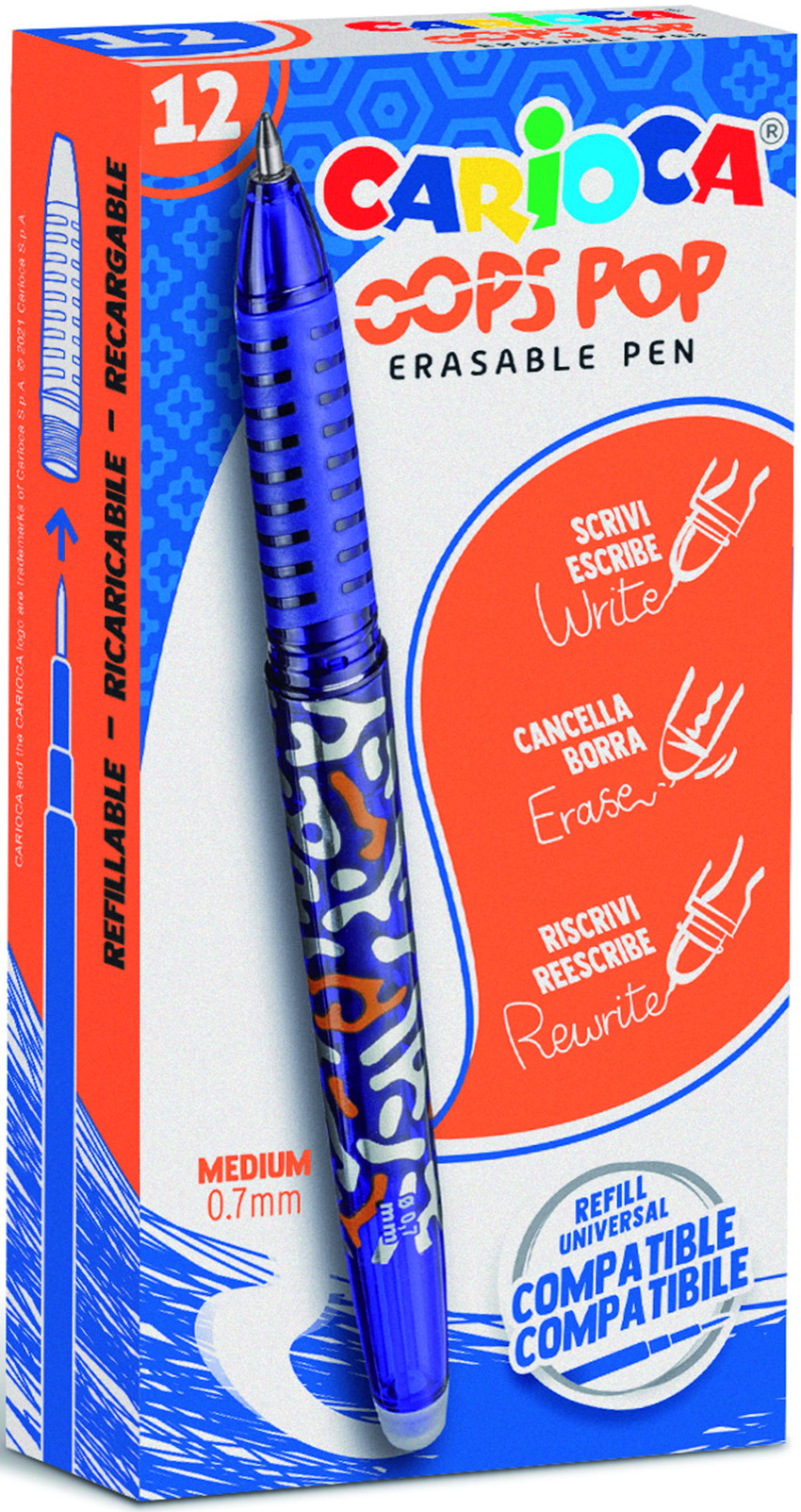 carioca-oops-pop-radierbarer-tintenroller-blau-12-st-ck-0-7-mm image 1